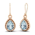 thumbnail image 2 of 7x5mm Pear Blue Topaz 925 Sterling Silver Rose Vermeil Wire Hook Teardrop Valentines Day Gifts Earrings, 2 of 4