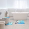 thumbnail image 2 of Sea Seashell Bathroom Rug Set of 3, Coastal Nautical 3 Pieces Bath Mats Set, Beach Series Blue Shells No Silp Washable Cover Floor Rug Decorations for Kitchen Bathroom Bedroom, 2 of 6
