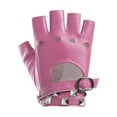 thumbnail image 1 of Guantes de baile de medio dedo para mujer, guantes de cuero con remaches de cadena estilo punk para baile callejero y baile en barra, 1 of 6
