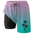 thumbnail image 4 of Swim Trunk For Men's Gradient Blue Coconut Tree Quick Dry 2 In 1 Bathing Suit Swimming Board Shorts Mesh Lining Pink S, 4 of 4