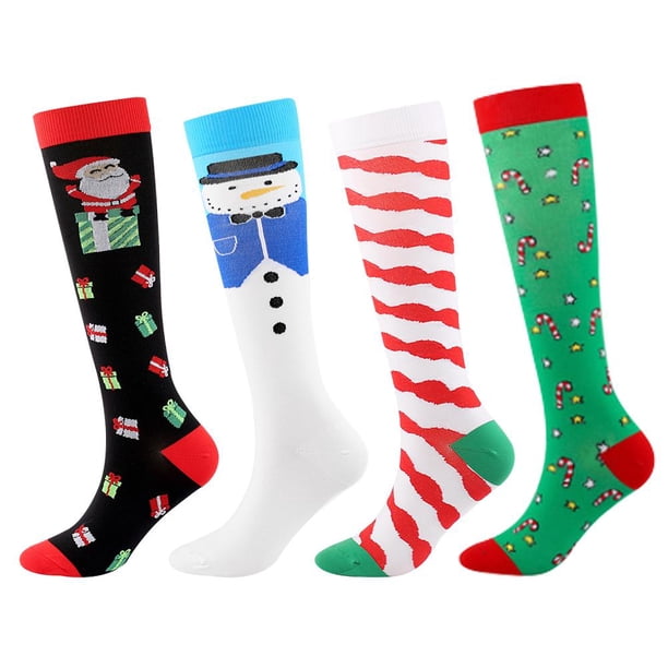 De Calcetines De Compresión Navideños Para Hombres Y Mujeres, El Mejor Soporte Para Atletismo, Correr, Ciclismo, Viajes 4 Pares Minnieouse HA046327-02