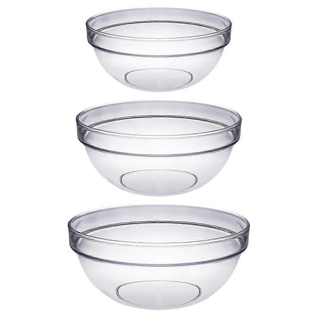 3Pcs Fruit Bowls Household Salad Bowls Multipurpose Tableware (Transparent)