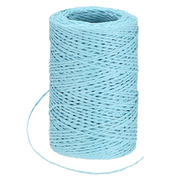 Uxcell Raffia Yarn for Crochet, 131 Yards 1.5mm Raffia Paper Ribbon Round String for DIY Crafts[Light Blue]