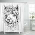 thumbnail image 1 of Cortina de Ducha ABPHQTO Boceto Realista de Lama Alpaca Blanco y Negro 160x180 cm, 1 of 1