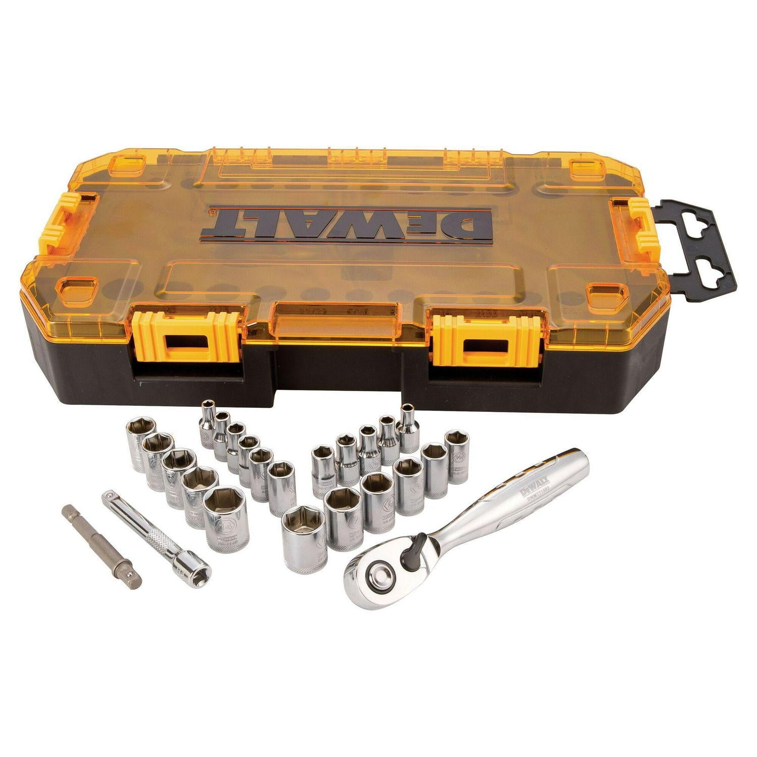 Driver 72 Tooth Ratchet 84-Piece DEWALT Mechanics Tool Set Adapter Sockets