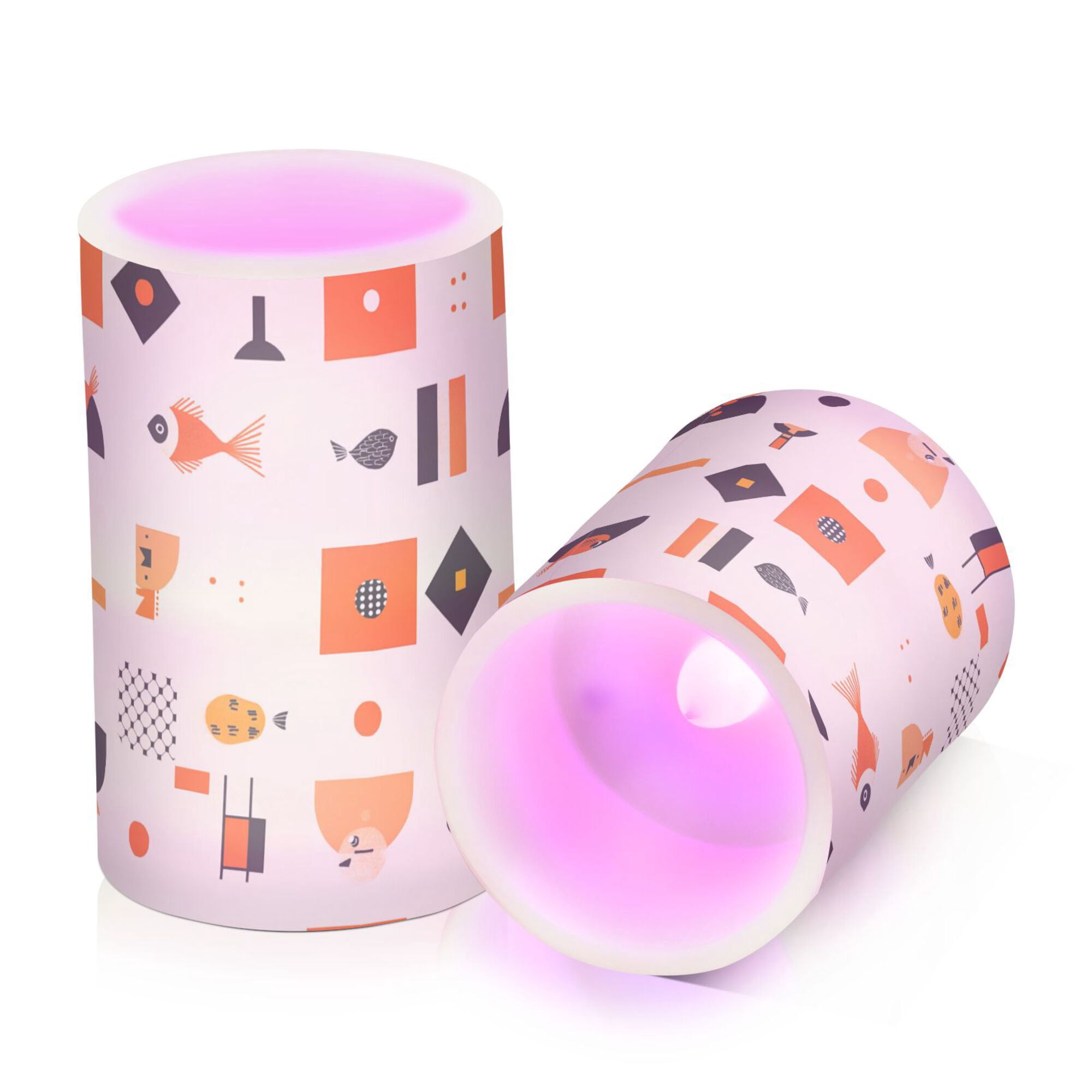 Yayeee Flameless Candles with Remote Flickering Battery Operated Multi Color Changing, Minimalist Geometric Pattern
