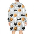 thumbnail image 2 of Wearable Oversized Blanket,Halloween Pumpkin Ghost Bat Pattern Wearable Blanket Hoodie for Adults,Cozy Hooded Blankets with Super Pockets,Super Warm Fuzzy Pullover for Women & Men, 2 of 6