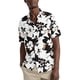 thumbnail image 1 of Camisas De Mezclilla Para Hombre Camisa informal con estampado Floral de solapa suelta para hombre, puños de manga corta con botones, camisa Floral estilo puerto, Top de verano hawaiano (Black, S), 1 of 3