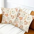 thumbnail image 2 of Fall Decorations White Pumpkin Throw Pillow Covers 18x18 Set of 2 Autumn Gray Pumpkins Outdoor Pillows Cover Orange Maple Leaves Thanksgiving Decorative Pillow Case for Couch Bed Sofa Decor, 2 of 6