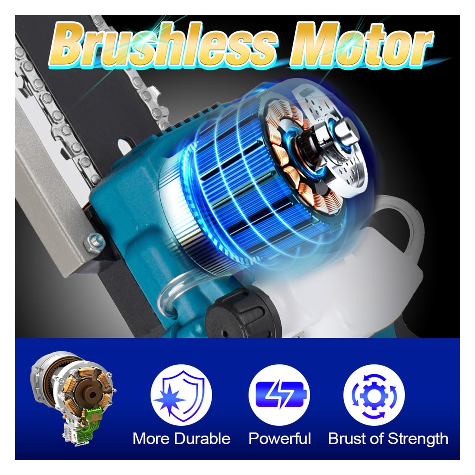 8 Inch Brushless Electric Saw 2000W High Power Cordless Chainsaw Garden Cutting Trimming Tool Chainsaw ,2 IN 1 Trimmer & Edger