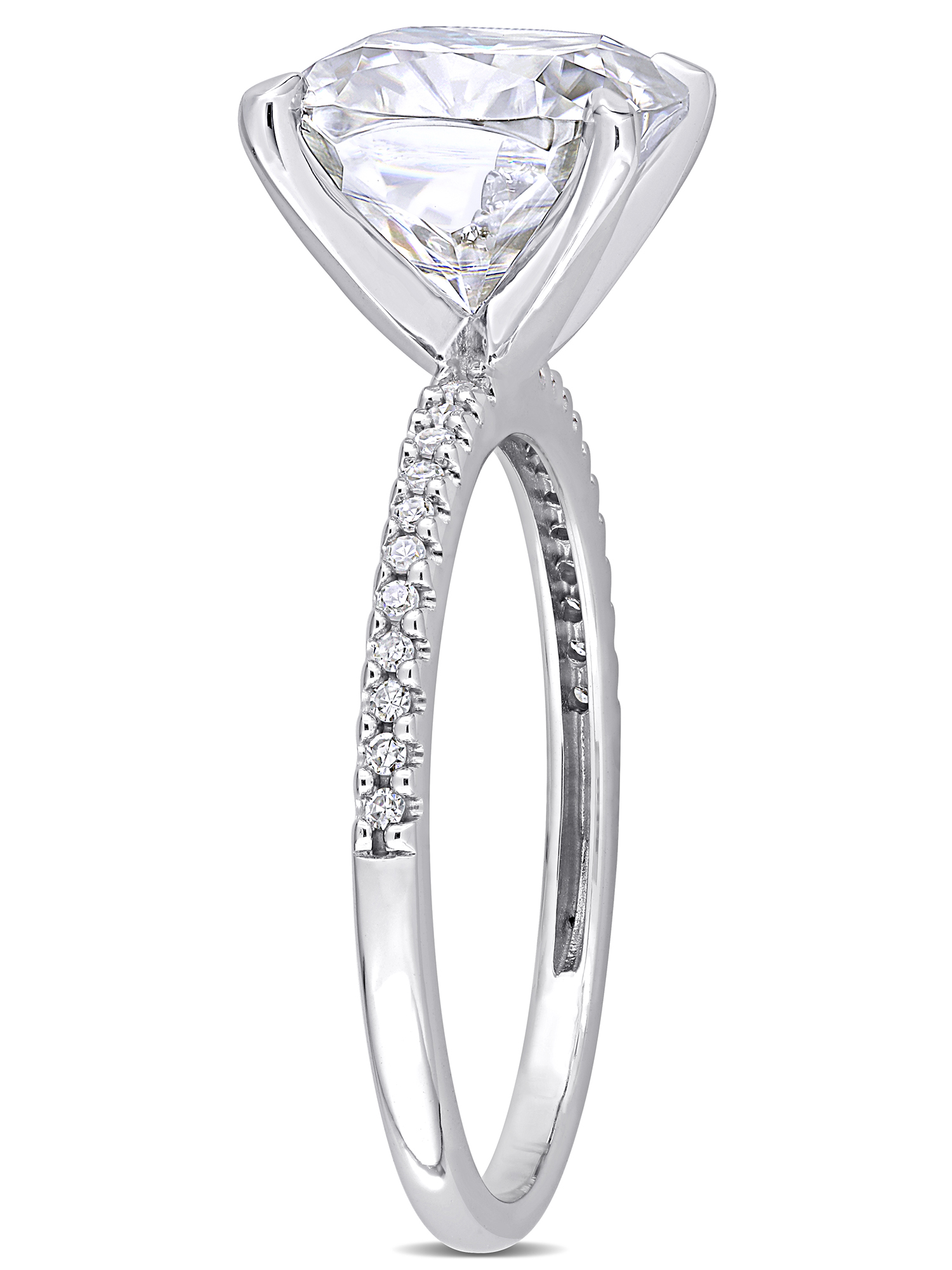 Everly Women's Created Moissanite and Diamond White Gold Engagement Ring
