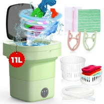 Phueutpros  Foldable Washing Machine - 11 L Capacity 40 W Energy-Saving Machine with 3 Programs, Perfect for Baby Clothes & Underwear in Apartments