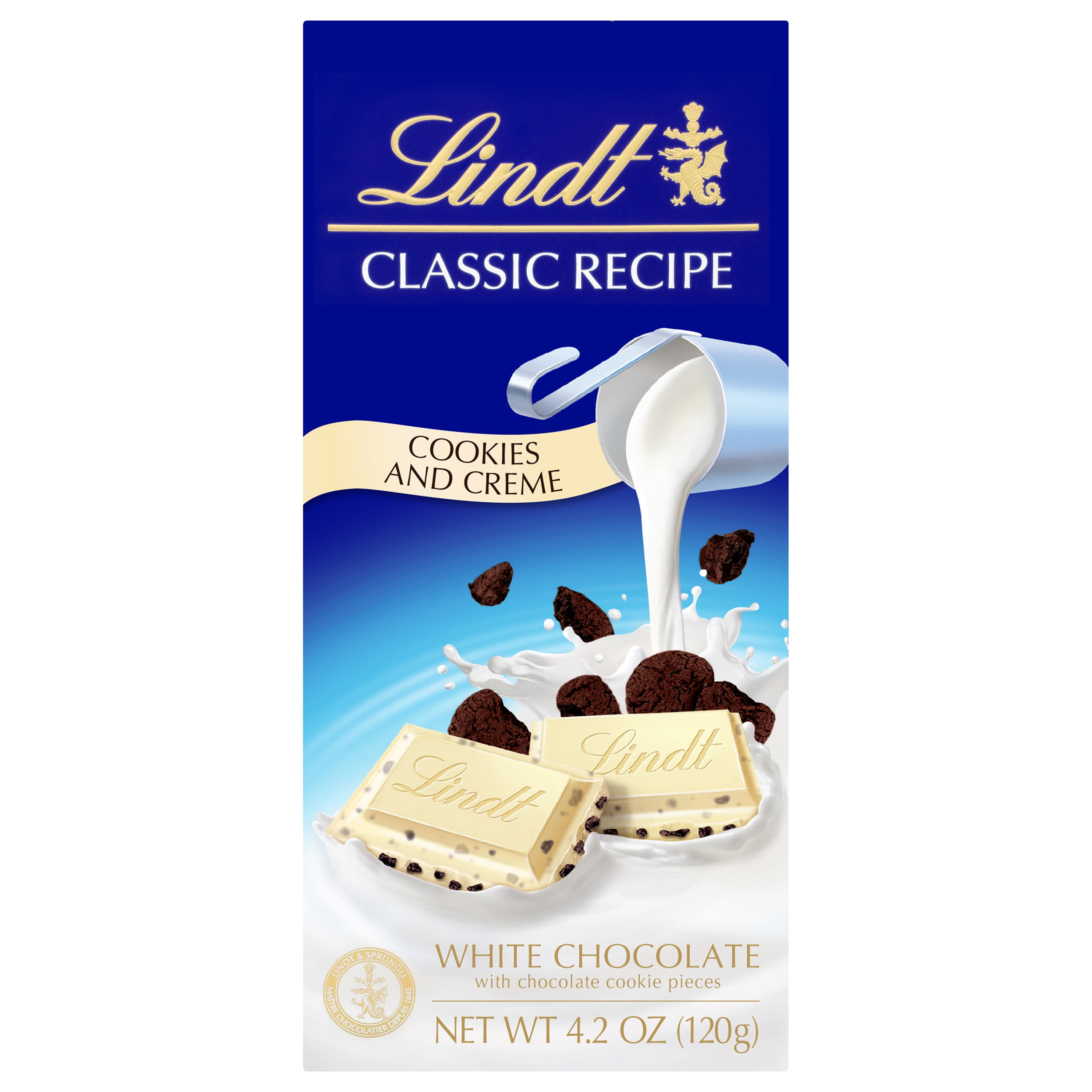 Lindt CLASSIC RECIPE Cookies and Creme White Chocolate Bar, Chocolate Easter Candy for Easter Baskets, 4.2 oz.