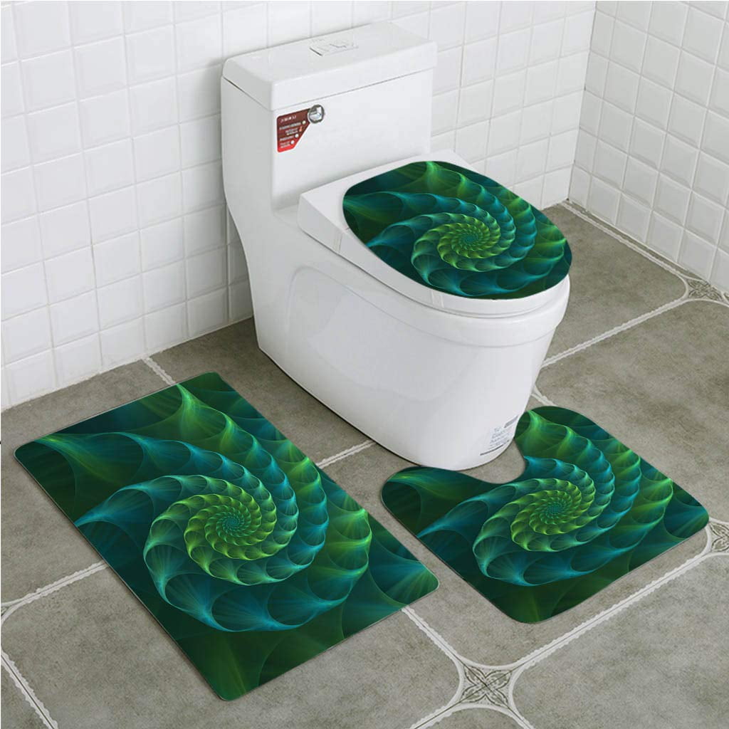 GOHAO Abstract Fractal Blue and Green Nautilus sea Shell 3 Piece ...
