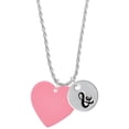 thumbnail image 1 of Delight Jewelry Acrylic 1" Pink Heart Silvertone Script Initial Disc - & - Charm Necklace, 20"+3", 1 of 4