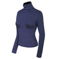 thumbnail image 3 of MixMatchy Women's Tight Fit Lightweight Solid/Stripe Long Sleeves Turtle Neck Top, 3 of 5