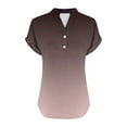 thumbnail image 5 of LEKWK Linen Tops for Women Gradient Color Block V Neck Summer Tops Cap Sleeve Short Sleeve Tops Button Decor Gradient Casual Daily Wear, 5 of 6