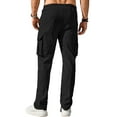 thumbnail image 4 of Pantalón cargo negro para hombre Comdecevis con múltiples bolsillos y cordón ajustable, 4 of 7