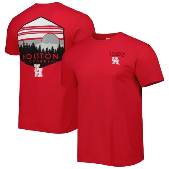 Men's Red Houston Cougars Landscape Shield T-Shirt