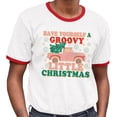 thumbnail image 2 of Groovy Little Christmas Ringer Tee Shirt Unisex X-Large White/Red, 2 of 5