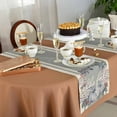 thumbnail image 5 of Table Runner 120 Inches Long, Fall Thanksgiving Pumpkin Leaves Wreath Grey Striped Linen Cotton Linen Table Runners Non-Slip Durable Dresser Scarves for Table Party Dinner Holiday Home Decor, 1 Pack, 5 of 5