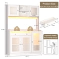 thumbnail image 5 of Tydimor 71" White Pantry Cabinet, Acrylic Display Buffet with LED Light Strip, Charging Station, Hooks & Wine Glass Rack, Freestanding Storage Cabinet for Kitchen Dining Room, 5 of 7