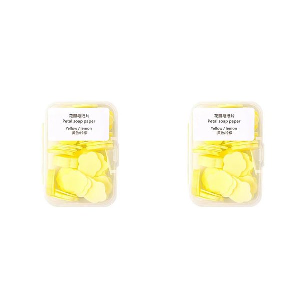 Toystoory Jabón papel mano desechable perfumado limpieza baño rebanada caja amarillo limon 2Conjunto