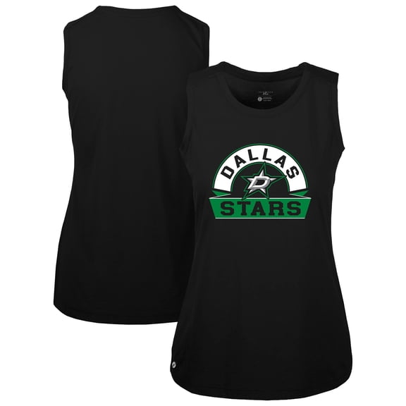 Women's Levelwear  Black Dallas Stars Macy Banner Arch Tank Top