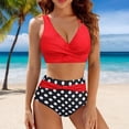 thumbnail image 2 of ZXLBBD Swimsuit for Women Ruched Ruffle Bikini Set with High Waisted Prints Bottom Stretch Trendy Bathing Suit Casual Holiday Beach Pool, 2 of 4