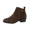 thumbnail image 3 of Willtoo Boots for Women Faux Suede Round Toe Ankle Booties, Metal Rose Decor Low Block Heel Short Boots, Side Zipper Comfort Fall Winter Shoes, 3 of 6