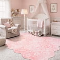 thumbnail image 3 of Moynesa 5'x7' Floral Scalloped Area Rugs, Cottage Washable Rug for Living Room Vintage Pink Bedroom Rug Boho Accent Rug for Dorm Apartment Playroom Office Low Pile Non Slip, 3 of 11