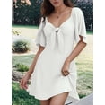 thumbnail image 3 of Robes pour Femmes Printemps Été Décolleté en V Profond Élégante Robe Mini à Nœud Blanc TG, 3 of 8