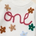 thumbnail image 4 of IBTOM CASTLE Toddler Baby Girls 1st Birthday Outfit Boho Embroidery One Sweater Top Knit Pullover Sweatshirt Fall Winter Clothes 1 Year White Flower, 4 of 8