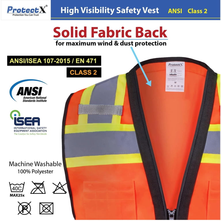 Near Me High Visibility Safety Vest - Orange With Reflective Strips ...