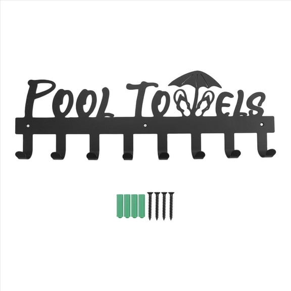 Pool Towel Rack with 8 Hooks, Towel Holder Wall Mounted for Outdoor or Bathroom, Towel Hanger for Hanging Bathrobes