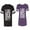 Men Black / Women Purple, variant on I Like Her But His Beared Unisex Couple Matching Cotton Jersey style T-Shirt Contrasting stripes on sleeves (Men Black / Women Black) (Men S / Women S)