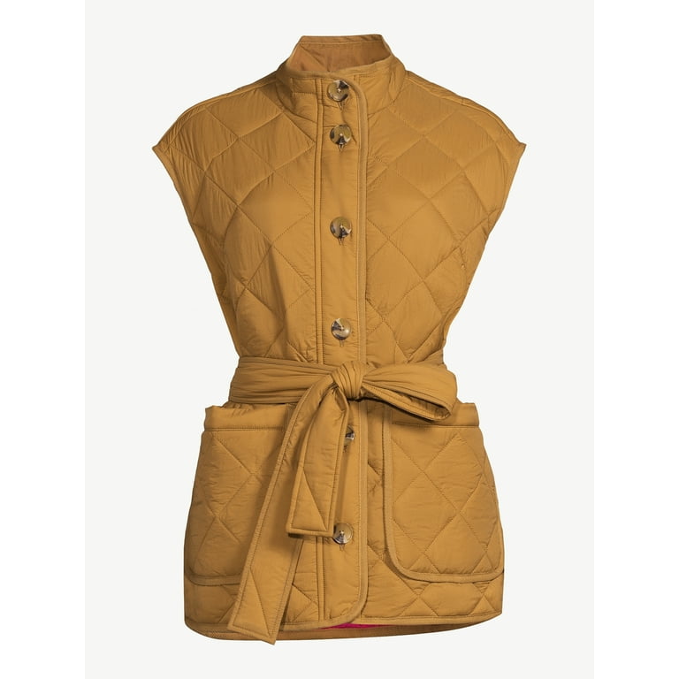 Free Assembly Women's Quilted Vest with Belt, Sizes XS-XXL Free Assembly Women's Quilted Vest with Belt, Sizes XS-XXL
