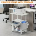 thumbnail image 3 of Large 22"x15" Printer Stand, 3-Tier Height Adjustable with Storage Drawer & Side Bag, Rolling Cart for Heat Press/Laser/3D Printer (White), 3 of 15