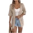 thumbnail image 2 of NTACZA Crochet Cardigans for Women Trendy Casual Solid Open Front 3/4 Sleeve Work Regular Sweater Yellow, 2 of 8