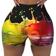 thumbnail image 2 of Fuzoiu Vibrant Color Splash Print Women's Workout Shorts,Workout Biker Shorts Women,Exercise Fitness Shorts,Scrunch Short, Athletic Shorts for Gym Yoga Running Sport Active-Medium, 2 of 8
