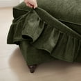 thumbnail image 6 of 107" Modular Sectional Sofa, L-Shaped Cloud Couch with Removable Ruffles Pleats Skirts and Movable Ottoman, 4 Seater Chenille Sleeper Couch Set, Green, 6 of 9