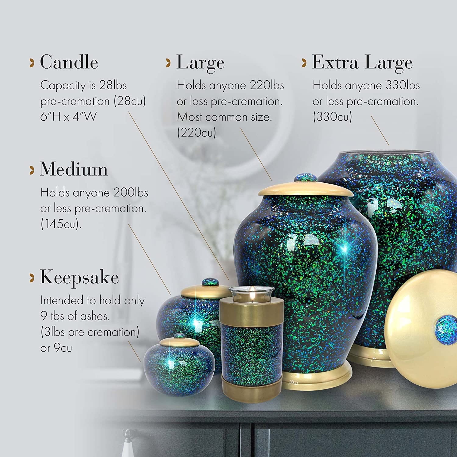 Atlantis Shimmering Light Sparkly Cremation Urns for Human Ashes Adult Urns for Cremation Ashes Urns for Adult Cremation Ashes Urns for Ashes Cremation Urns for Human Ashes Large