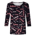 thumbnail image 5 of Moxiu Valentines T Shirts for Women Plus Size 3/4 Sleeve Crewneck Tops Love Heart Graphic Shirt Valentine's Day T Shirts Tunic Blouses 2025 Wine,XXXXXL, 5 of 5