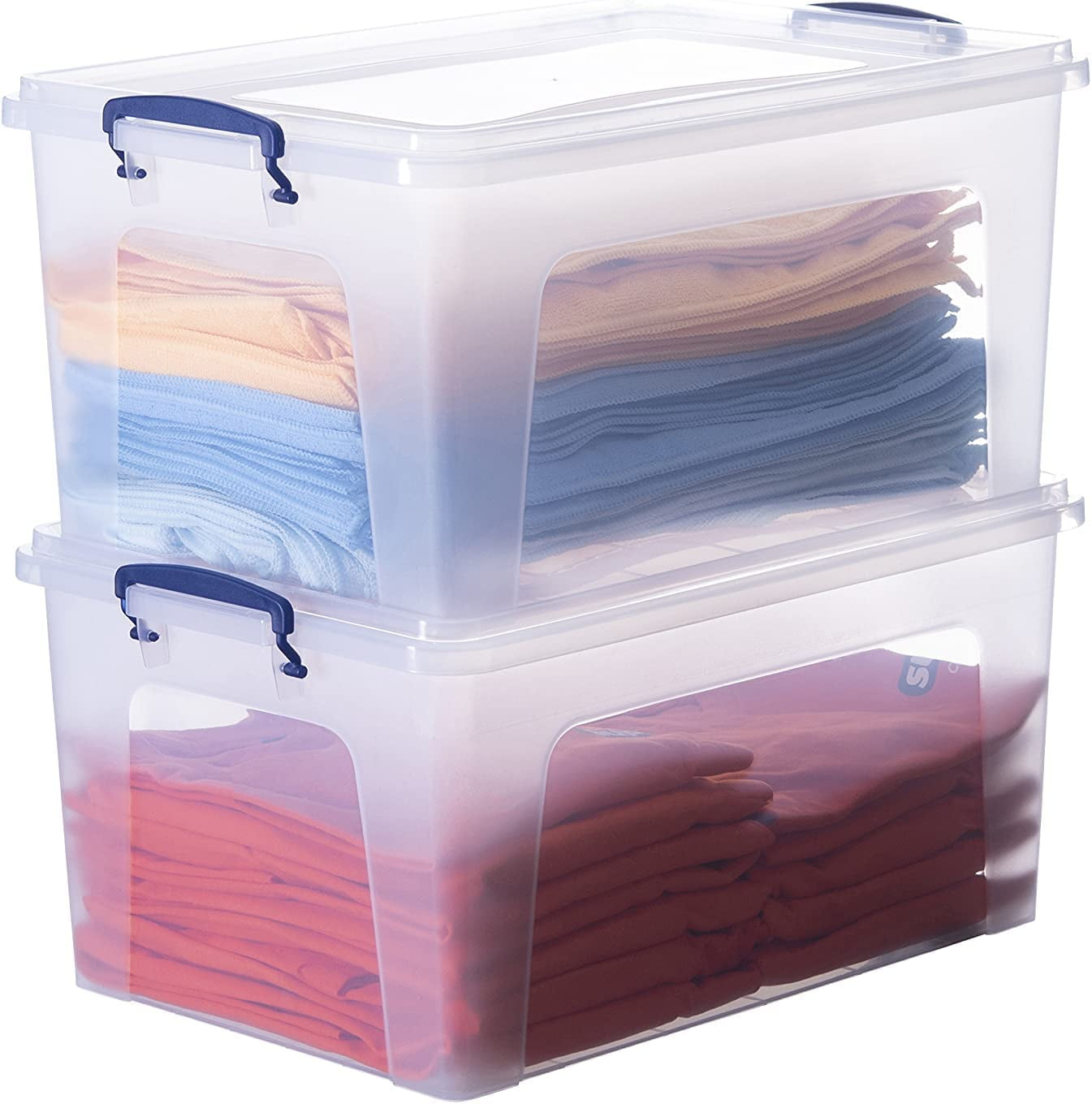 Superio Clear Plastic Storage Bins with Lids- Stackable Organizer Storage  Container For Home, Garage, Closet, or Locker in the Dorm, Use for Clothes
