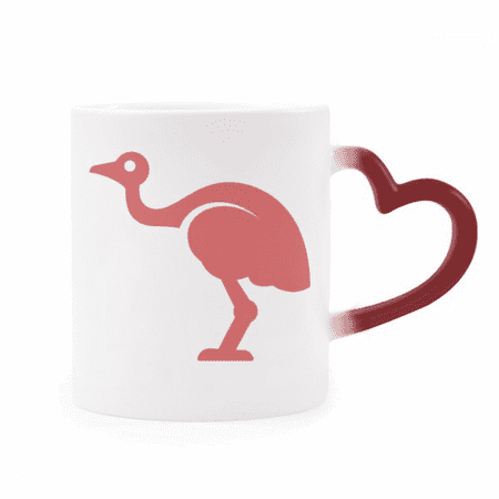 

Australia Ostrich Retro Style Red Illustration Heat Sensitive Mug Red Color Changing Stoneware Cup