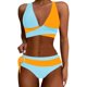 thumbnail image 1 of MKLEKYY Trajes De Baño Women High Waisted Bikini Sets Swimsuits Color Block Two Piece Drawstring Bathing Suit, 1 of 6