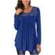 thumbnail image 2 of ICHUANYI Liquidación Blusas plisadas con panel de encaje y manga suelta para mujer ICHUANYI WER202308255770, 2 of 7