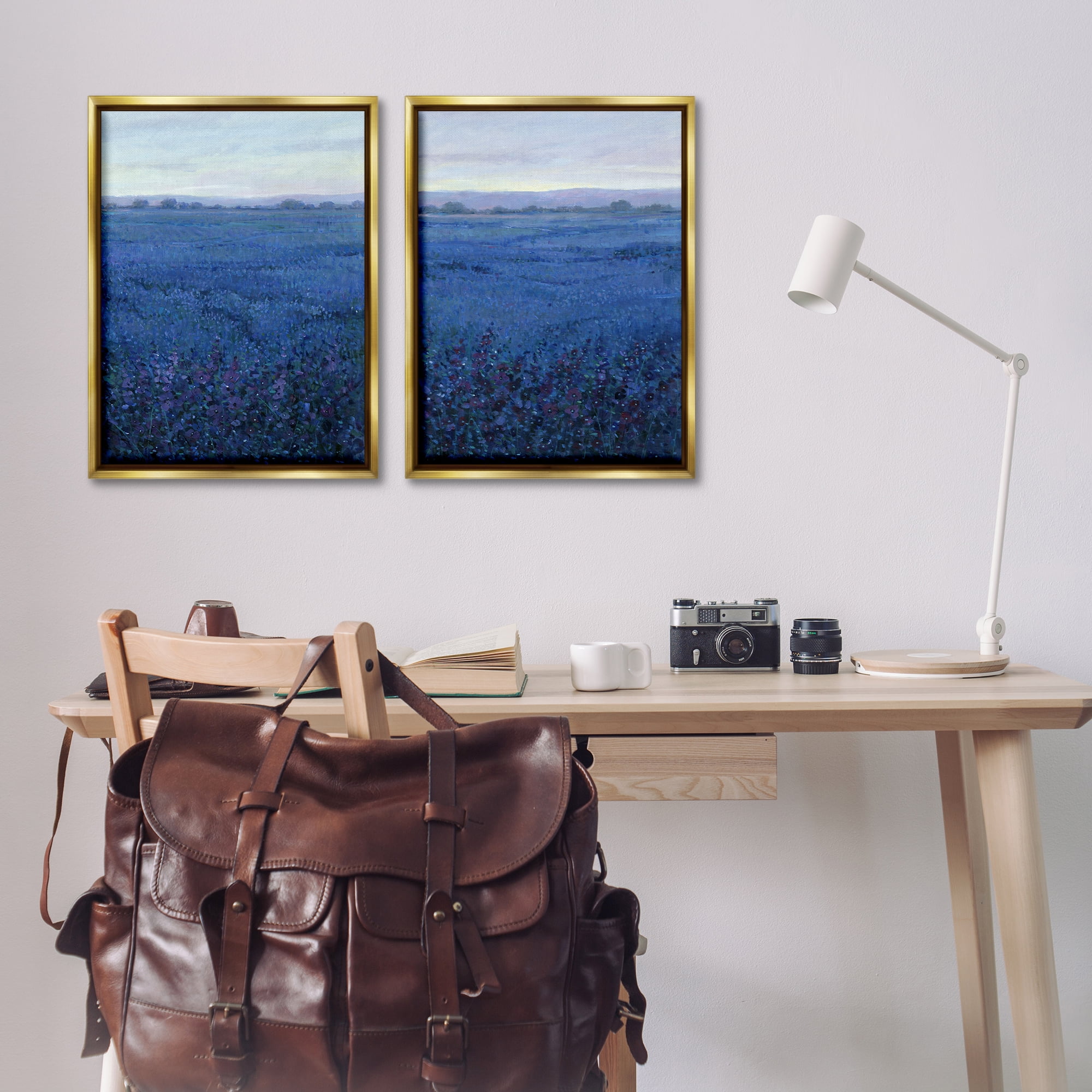 Stupell Industries Flowering Field Purple Haze Landscape & Nature Painting Gold Floater Framed Canvas Art Print Wall Art, 21 x 31, Set of 2