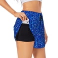 thumbnail image 3 of Lsque Blue Circles Mosaic Printed Women's Running Shorts with Liner Pockets,Elastic Quick Dry Workout Athletic Gym Yoga Shorts,Womens High Waist Shorts-XX-Large, 3 of 9