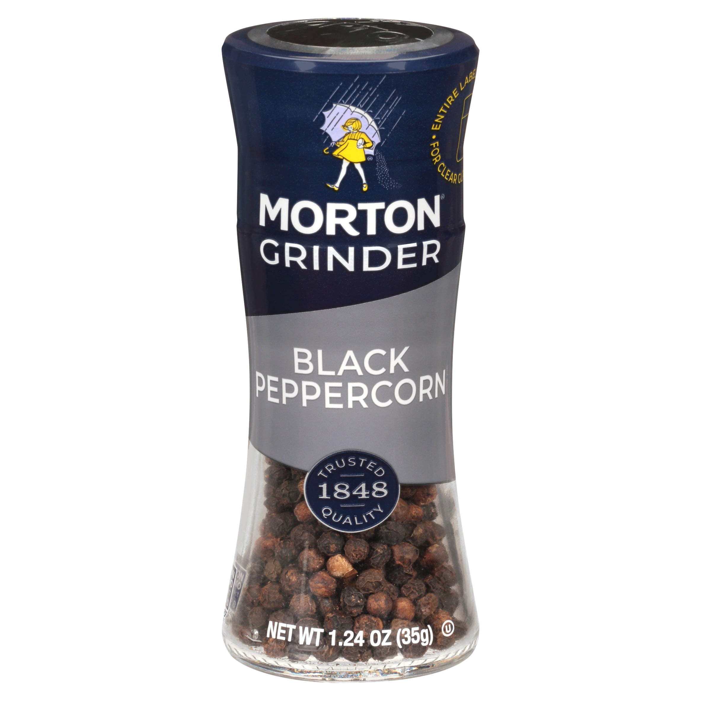 Morton Black Peppercorn Grinder, For Use while Cooking or at the Table
